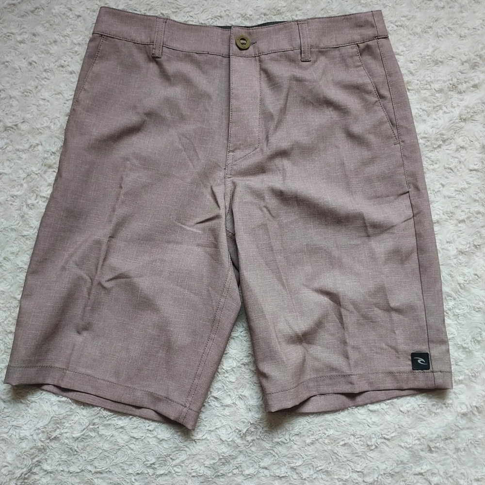 Rip Curl Heathered Tan Flat Front Boardwalk Shorts W29 Beach Surf Summer Spring